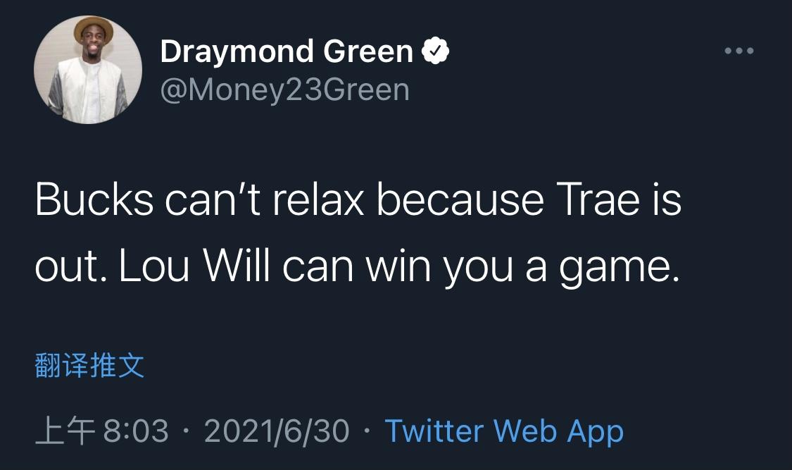 路威：和追梦当15分钟队友就懂了 他让我的比赛变得非常简单