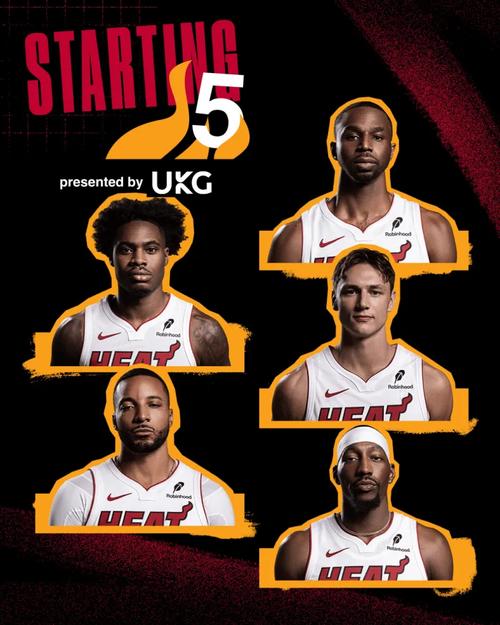 阿德巴约缺阵！热火战开拓者先发：鲍威尔拉松韦尔小米切尔维金斯